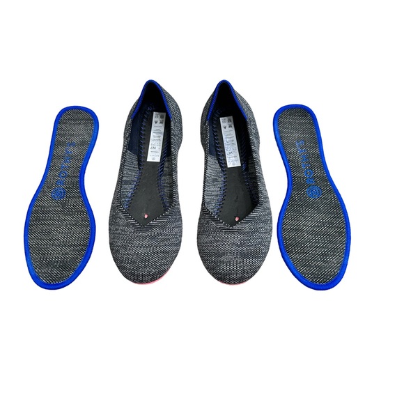 Rothy's Birdseye Flats Charcoal with Pink Sole Round Toe Slip On Shoes sz 7 - Picture 7 of 12